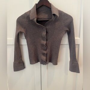 Varley women’s cardigan collar v-neck size XS brown